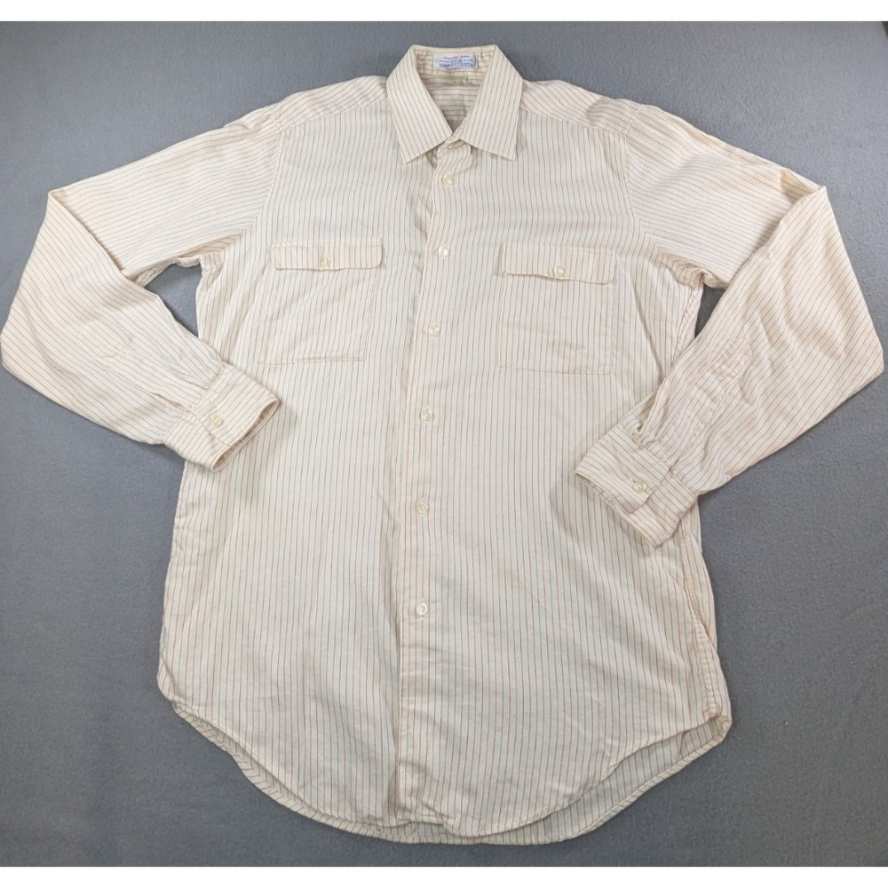 Van Laack Mens Vintage Striped Button Up Shirt Size Medium‎ Cream Red Blue